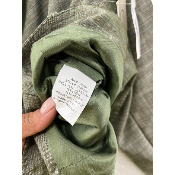 Carrie Hutton Womens Blazer Jacket Green Stripe Buttons Double Breasted 10 New - Picture 8 of 9